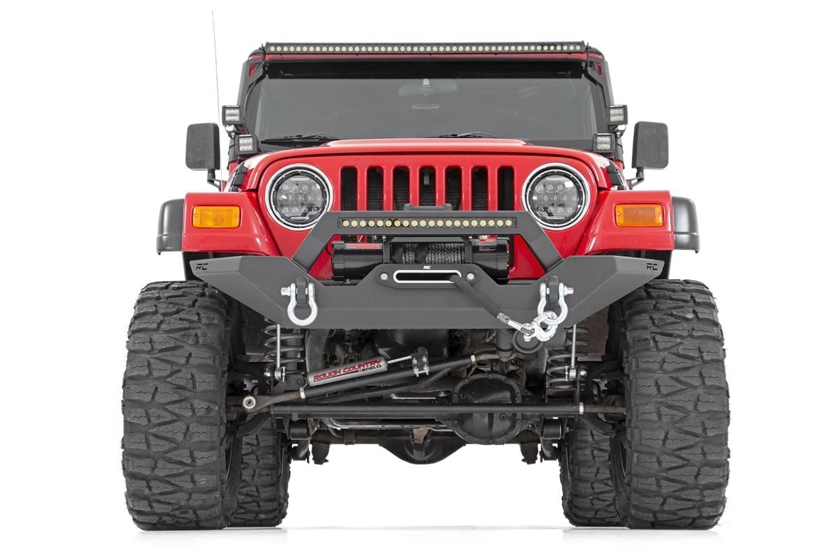 Jeep Wrangler Unlimited Front Bumper - Rough Country - Rock Crawler - Satin Black - '04-'06